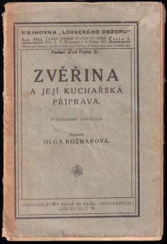 Zvěřina a její kuchařská příprava - roč. 1934, číslo 5.