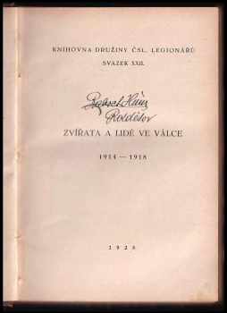 Josef Müldner: Zvířata a lidé ve válce 1914-1918