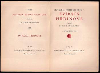 Ernest Thompson Seton: Zvířata hrdinové